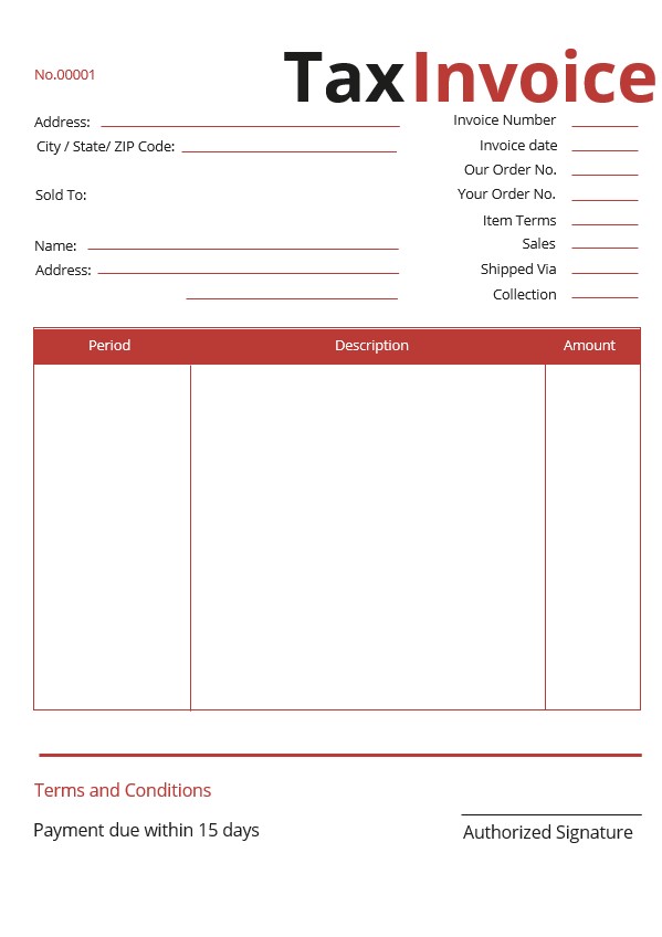 Commercial Tax Invoice Template PSD template